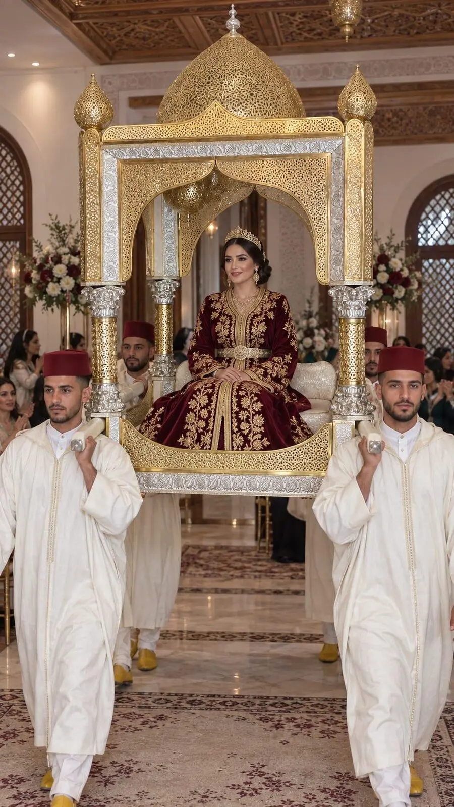 Mariée portée sur l'ammaria Eliana lors de son entrée